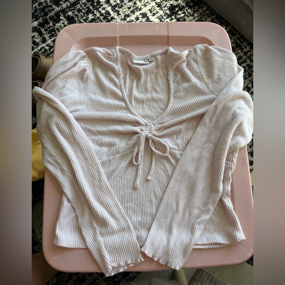 SO Soft Ribbed Knit Top in Light Cream